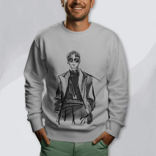 grey sweatshirt for men front print