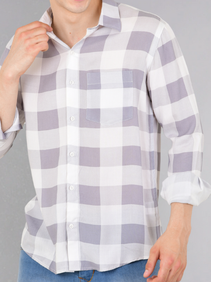 Gray Check Full Sleeves Cotton Shirt