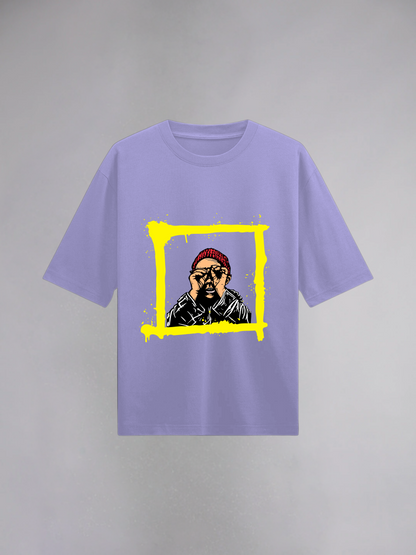 Frame : Lavender Half Sleeves Oversized T-Shirt