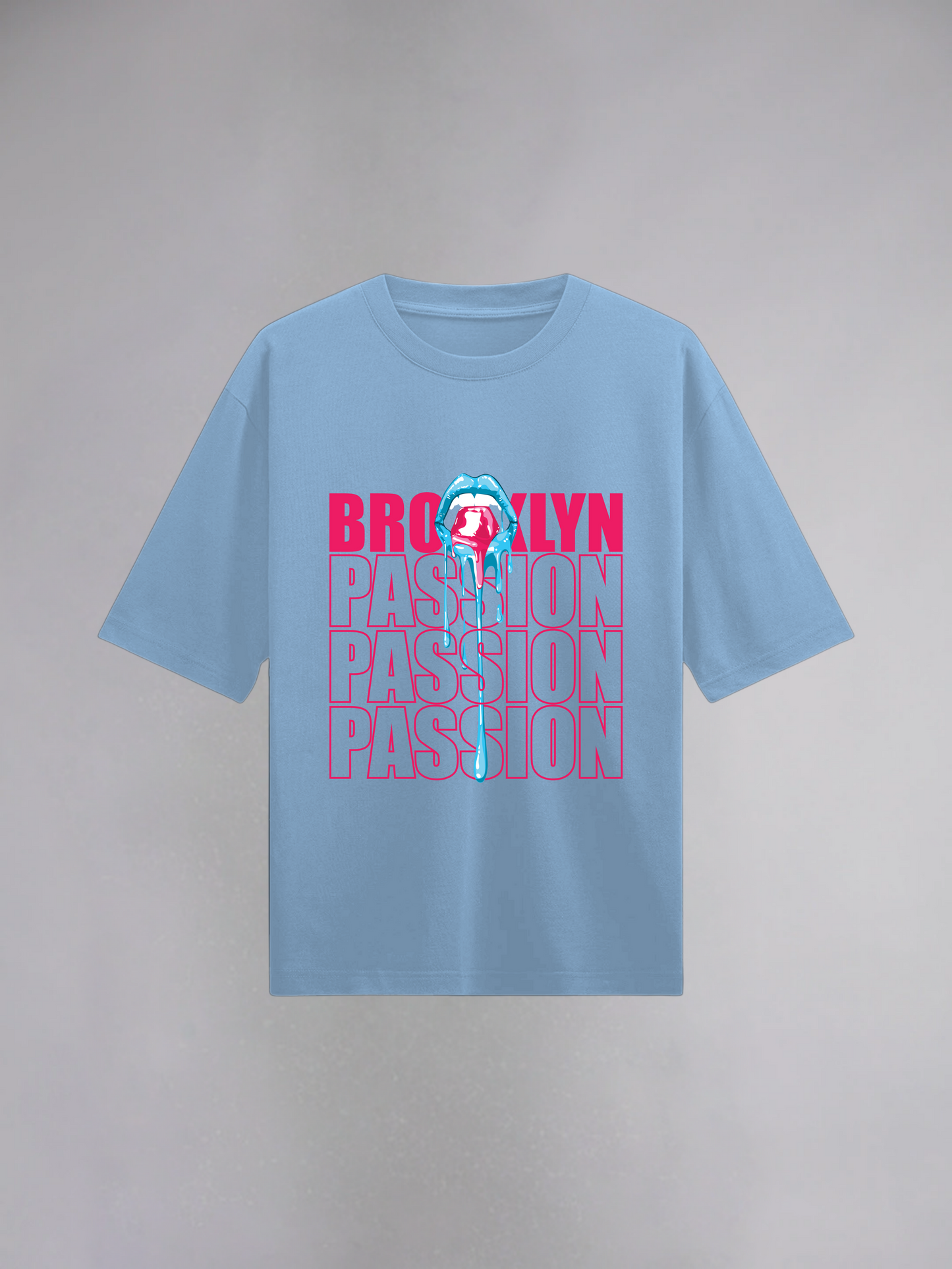 Brooklyn : Baby Blue Half Sleeves Oversized T-Shirt