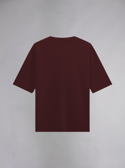 Forever Alone : Maroon Half Sleeves Oversized T-Shirt