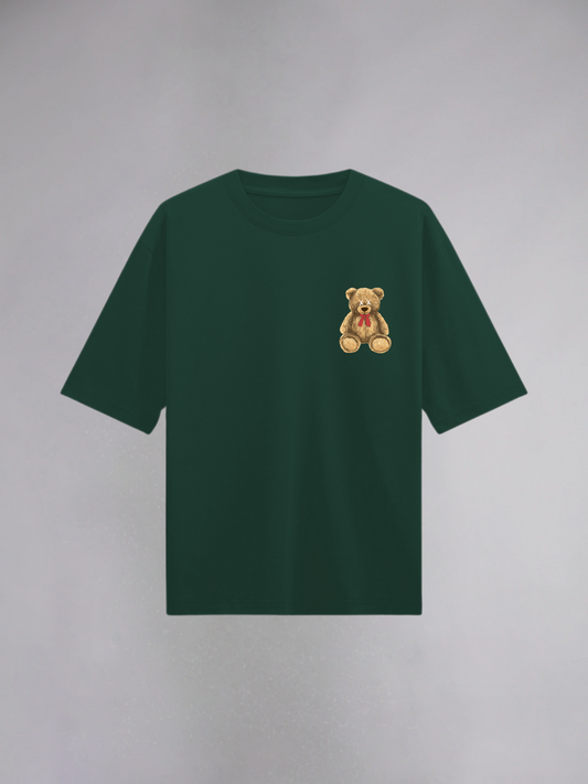 Teddy : Bottle Green Half Sleeves Oversized T-Shirt