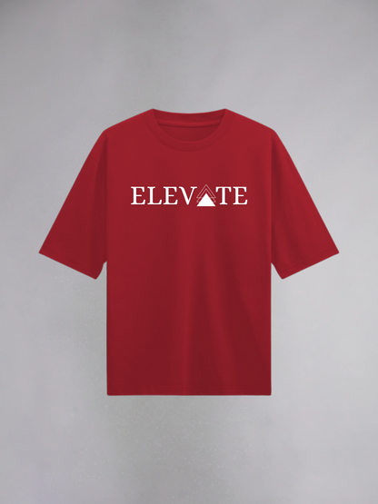 Elevate : Red Half Sleeves Oversized T-Shirt