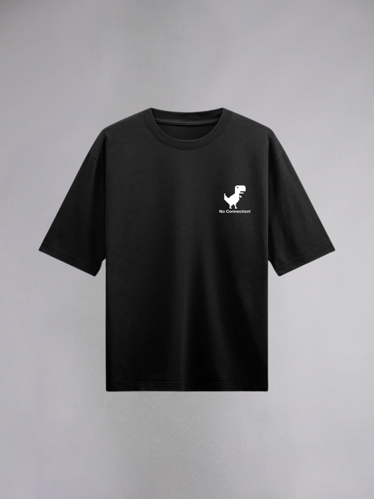 No Connection : Black Half Sleeves Oversized T-Shirt