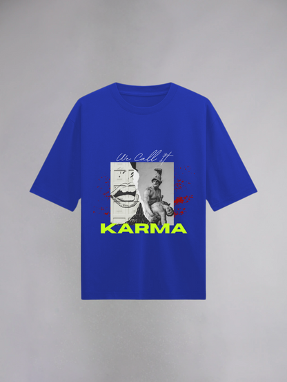 Karma : Royal Blue Half Sleeves Oversized T-Shirt