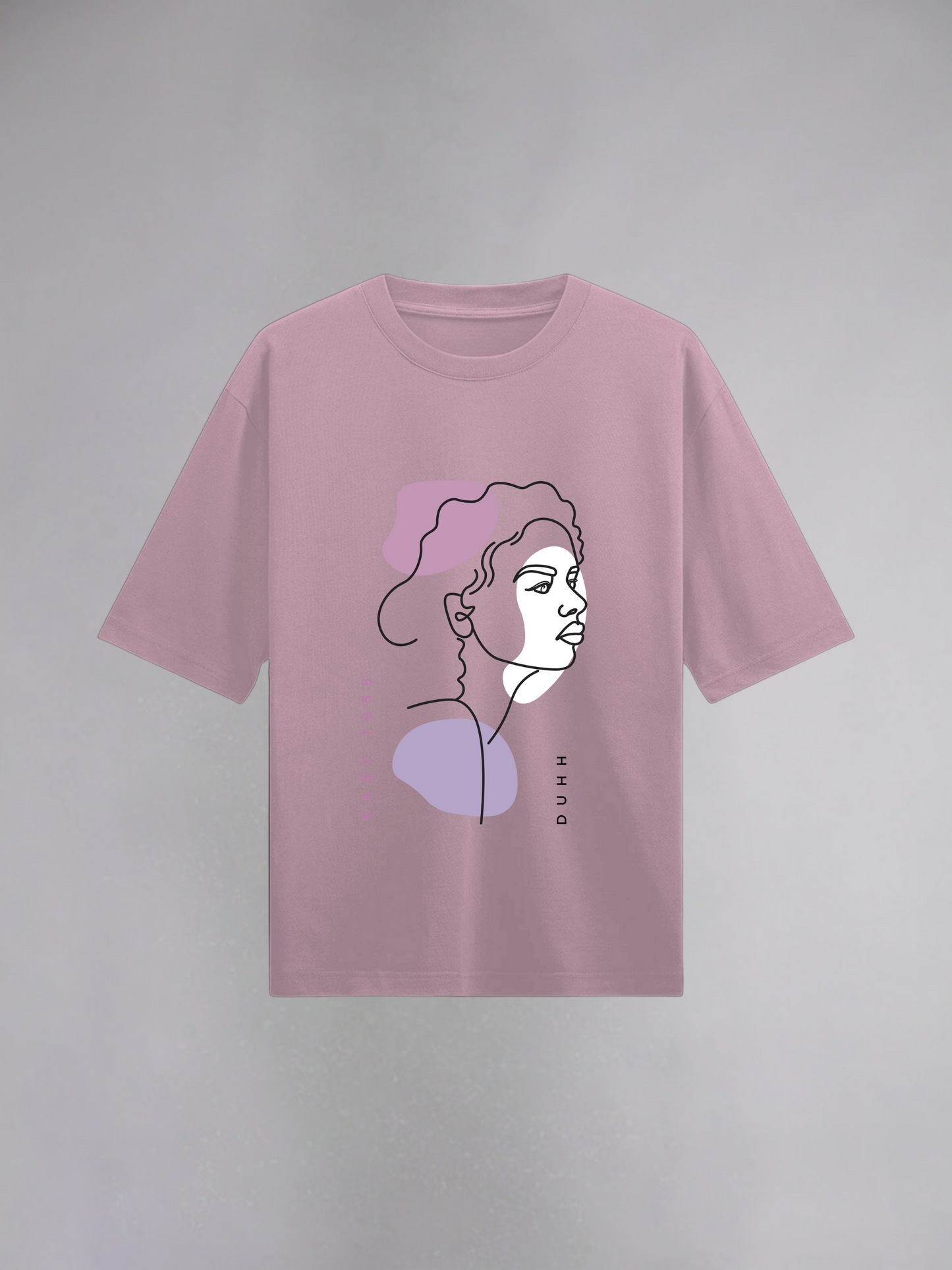 Duhh : Light Baby Pink Half Sleeves Oversized T-Shirt