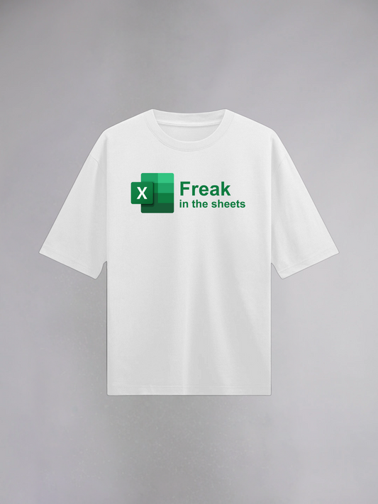 Freak in the sheets : White Half Sleeves Oversized T-Shirt