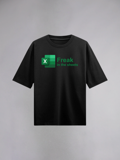 Freak in the sheets : Black Half Sleeves Oversized T-Shirt