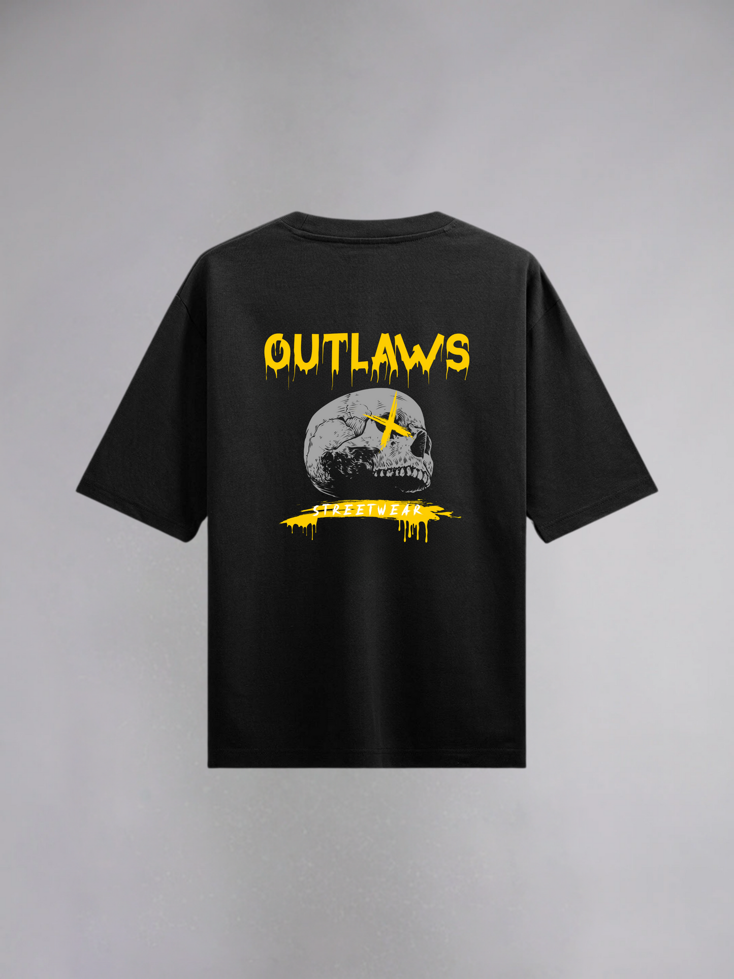 Outlaws : Black Half Sleeves Oversized T-Shirt