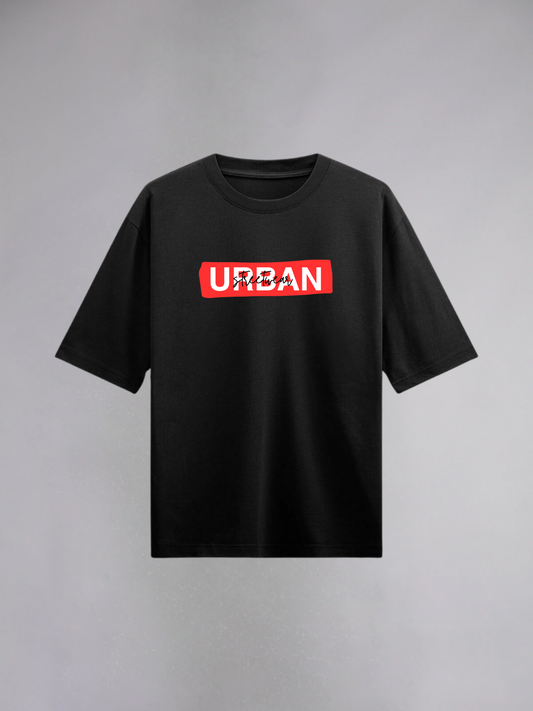 Urban : Black Half Sleeves Oversized T-Shirt