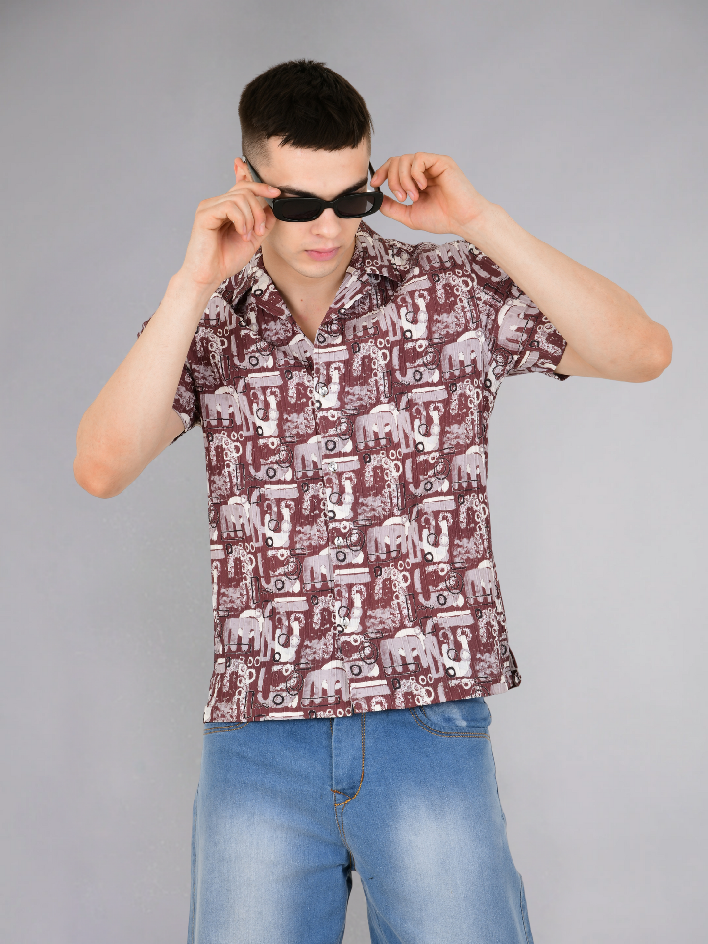 Woody Brown Popcorn Shirt - Front View