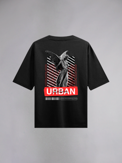 Urban : Black Half Sleeves Oversized T-Shirt