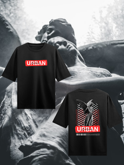 Urban : Black Half Sleeves Oversized T-Shirt