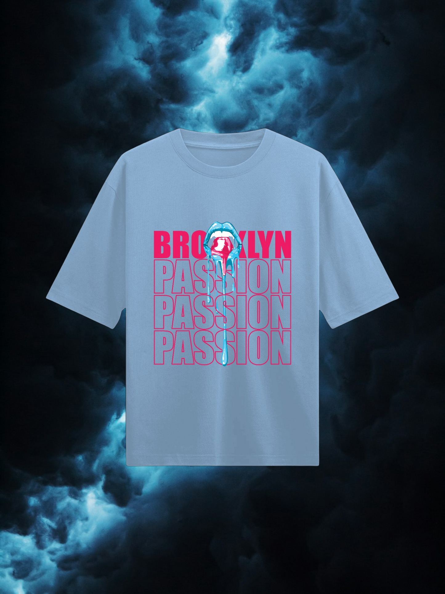 Brooklyn : Baby Blue Half Sleeves Oversized T-Shirt