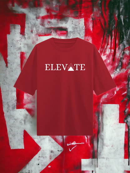 Elevate : Red Half Sleeves Oversized T-Shirt