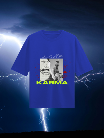 Karma : Royal Blue Half Sleeves Oversized T-Shirt