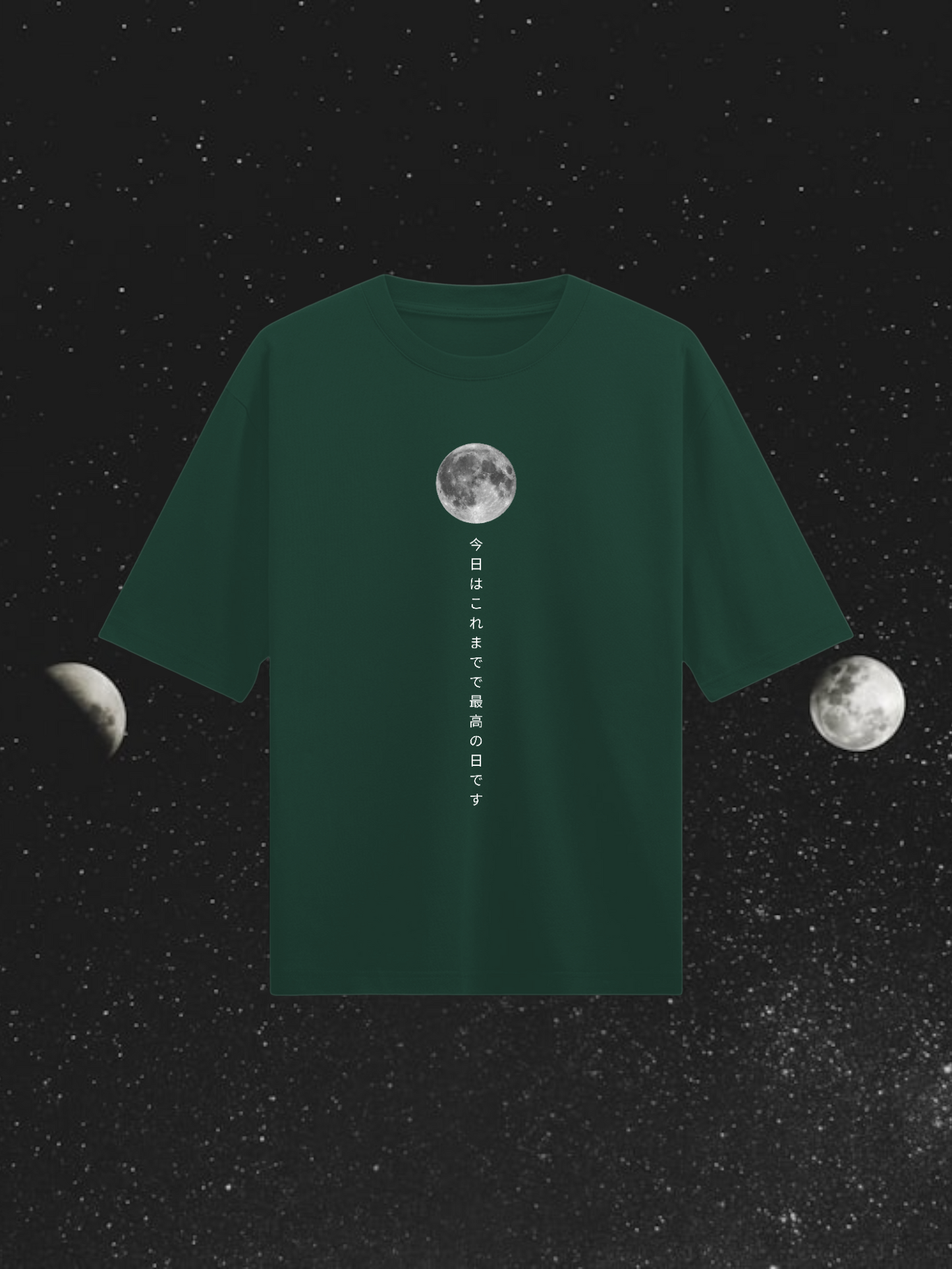 Moon : Bottle Green Half Sleeves Oversized T-Shirt