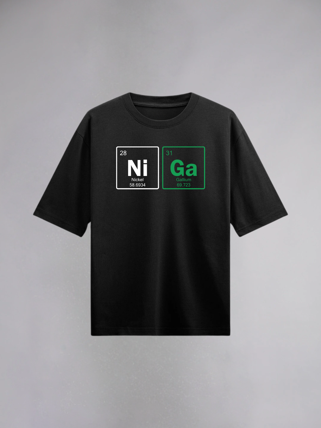 Nickel Gallium : Black Half Sleeves Oversized T-Shirt