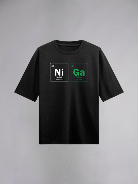 Nickel Gallium : Black Half Sleeves Oversized T-Shirt