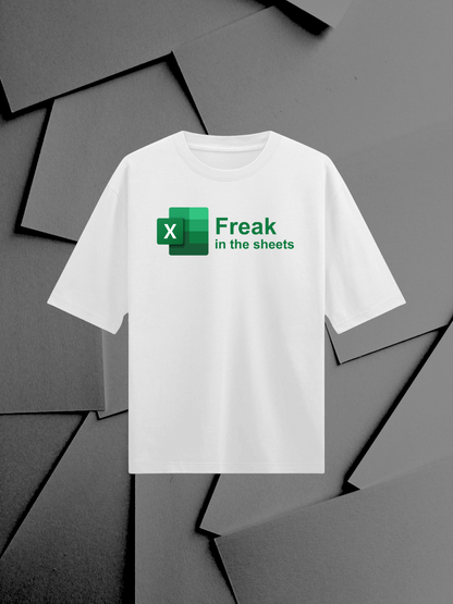 Freak in the sheets : White Half Sleeves Oversized T-Shirt